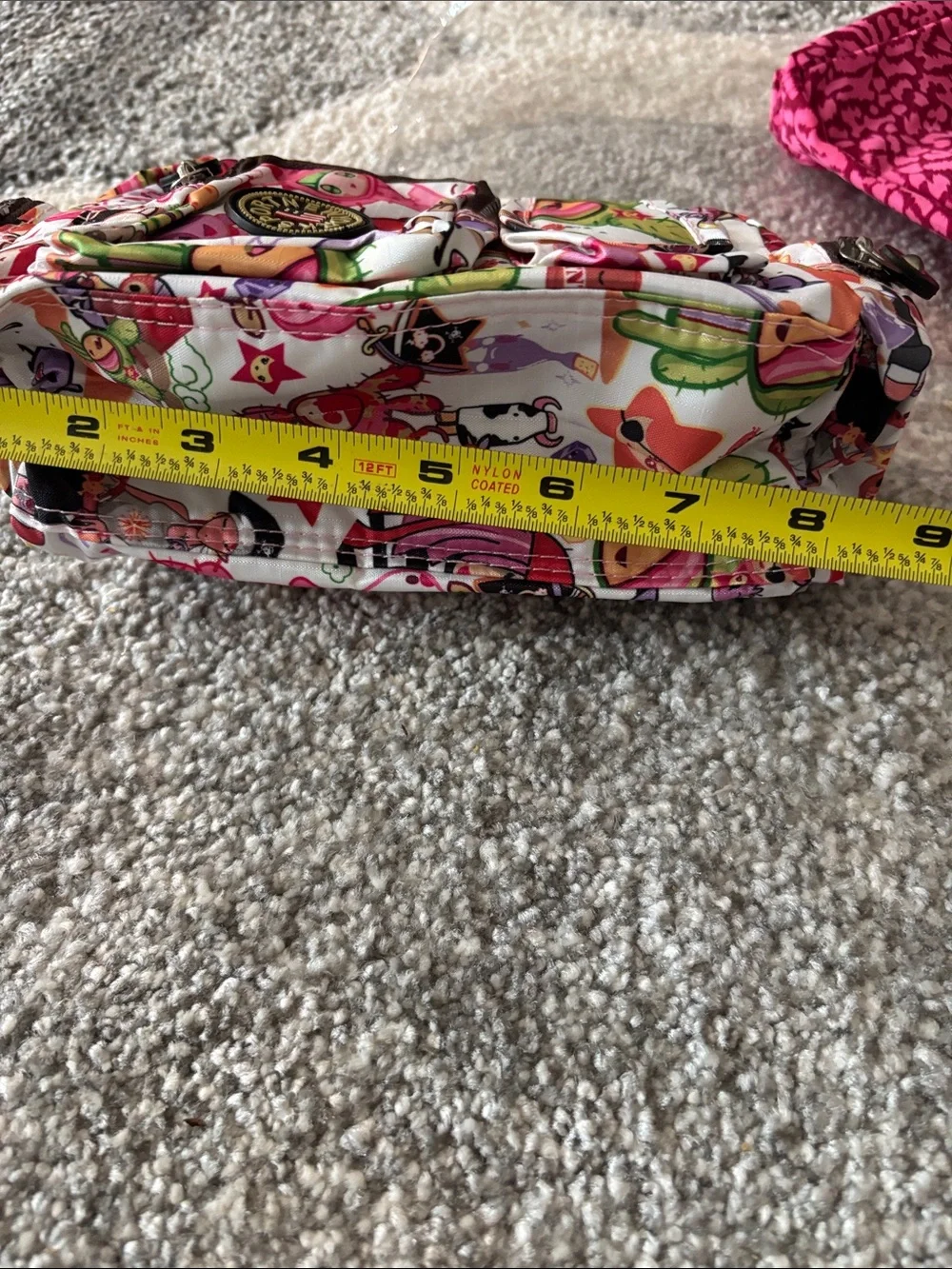 Hot Pink Patterned Kids Crossbody Bag with Adjustable Strap &